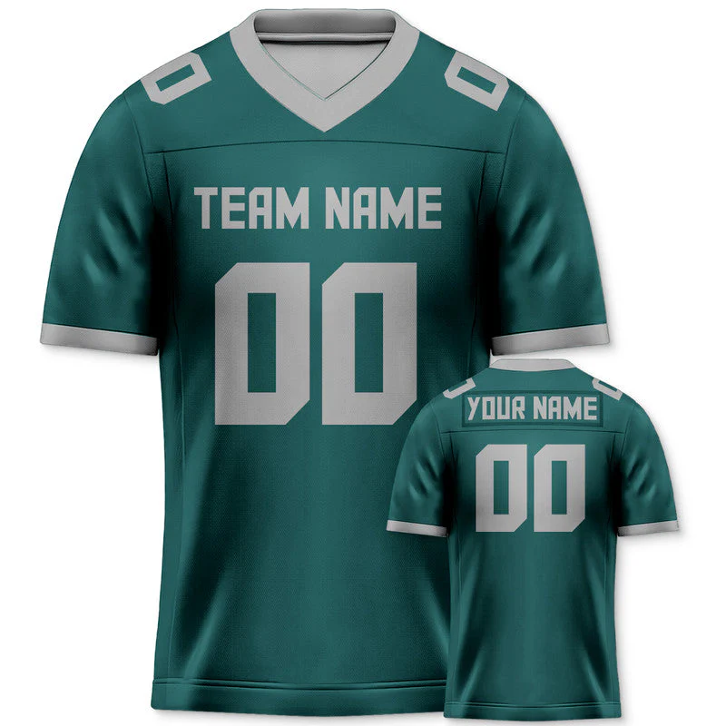 Custom Aqua Gray Mesh Authentic Football Jersey
